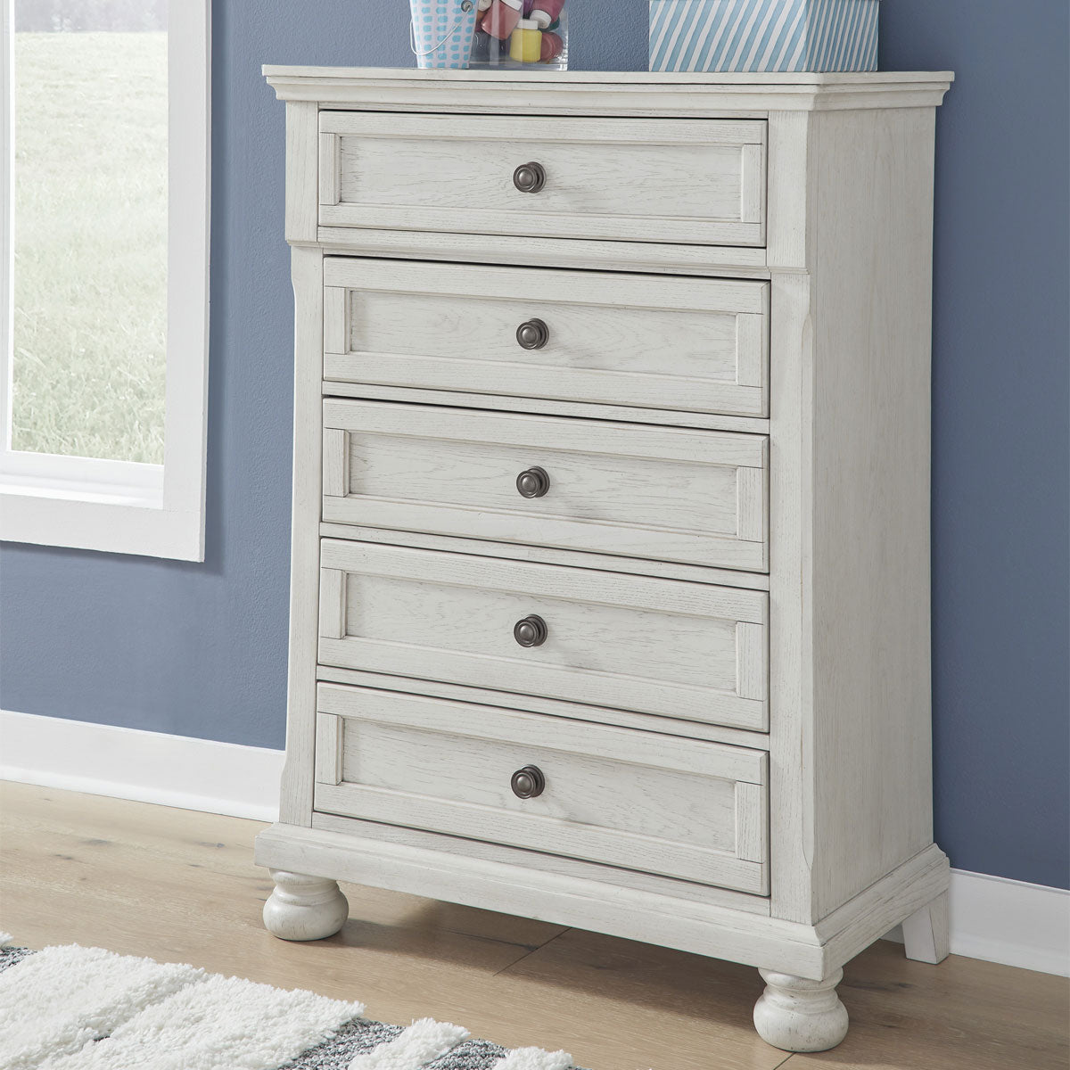 KENLEY WHT SM 5 DRAWER CHEST