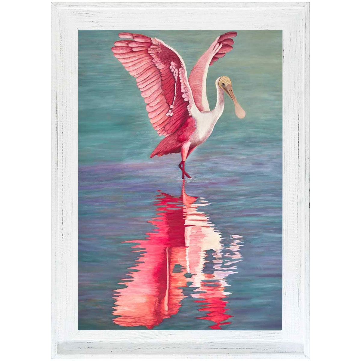 PINK SPOONBILLED BIRD ON WATER