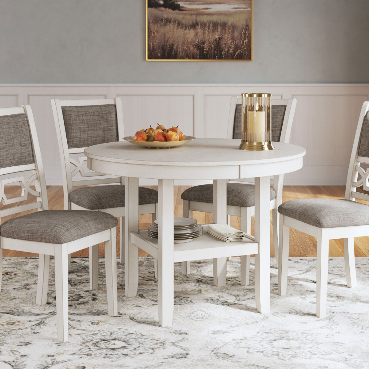 LUDWIG WHITE 5PC ROUND DINING SET
