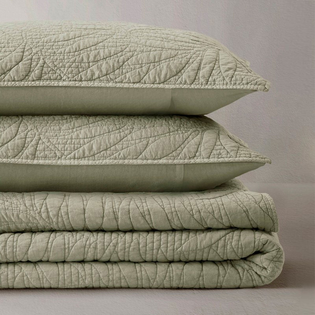 SAGE 3PC BOTANICAL LEAF QN SET