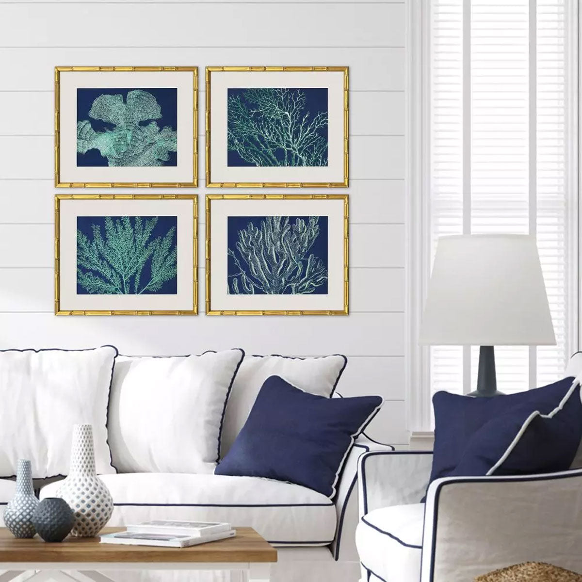 S/4 SEA GARDEN BL/GRN PRINTS