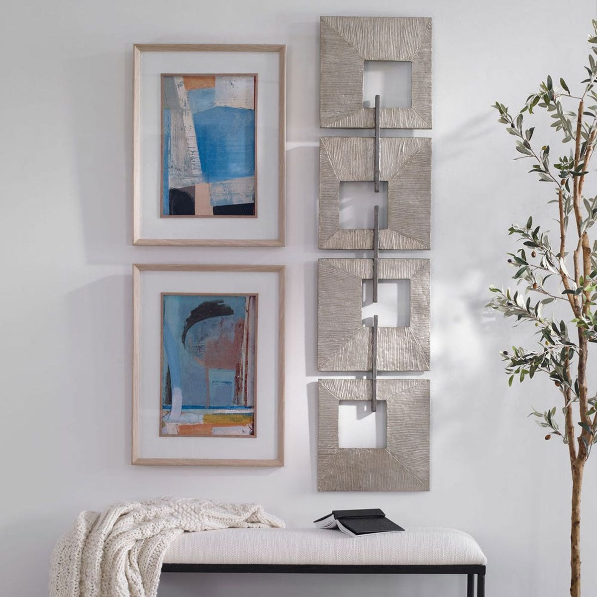 LINKED SQ METAL WALL ART