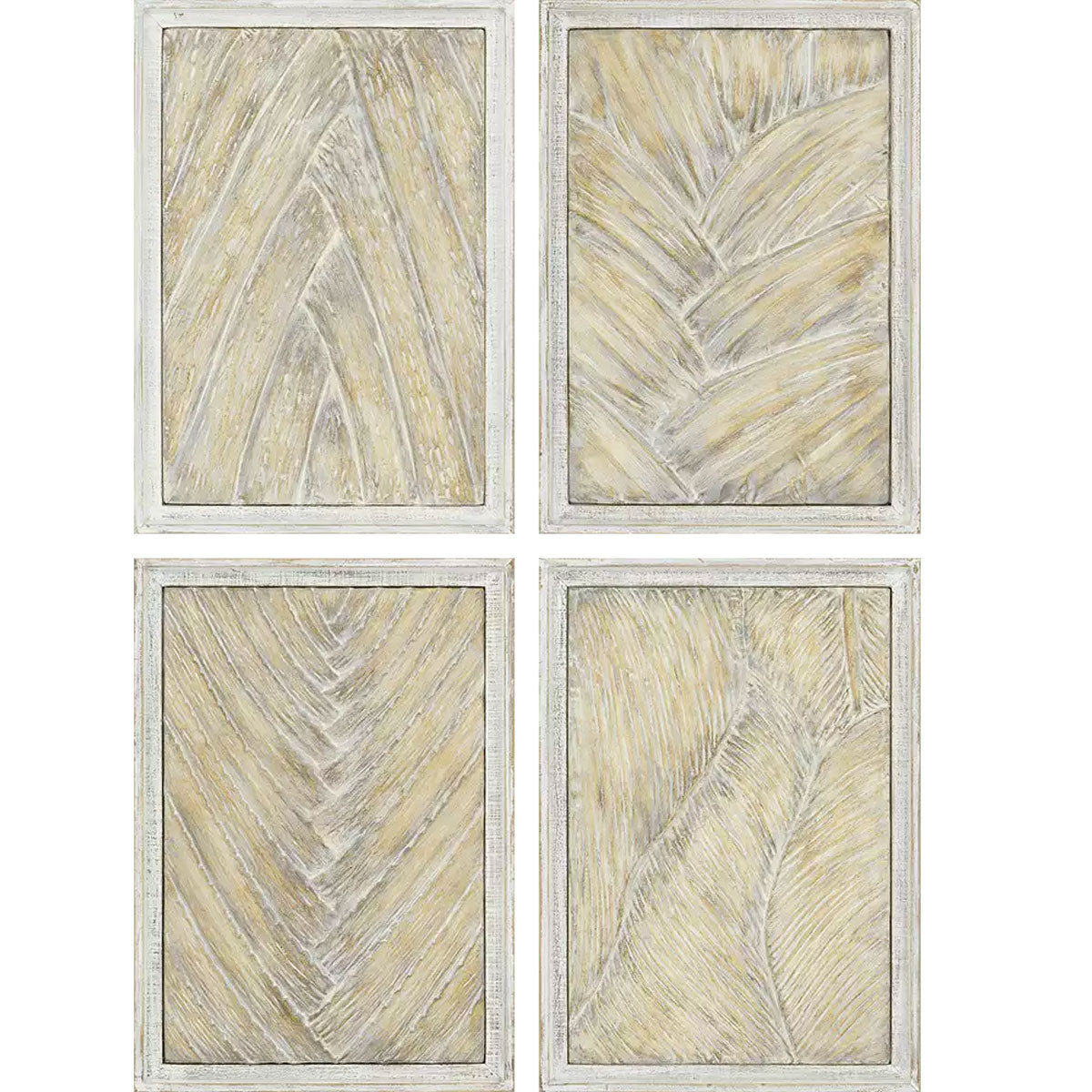 PALM FROND CEMENT WALLART S/4