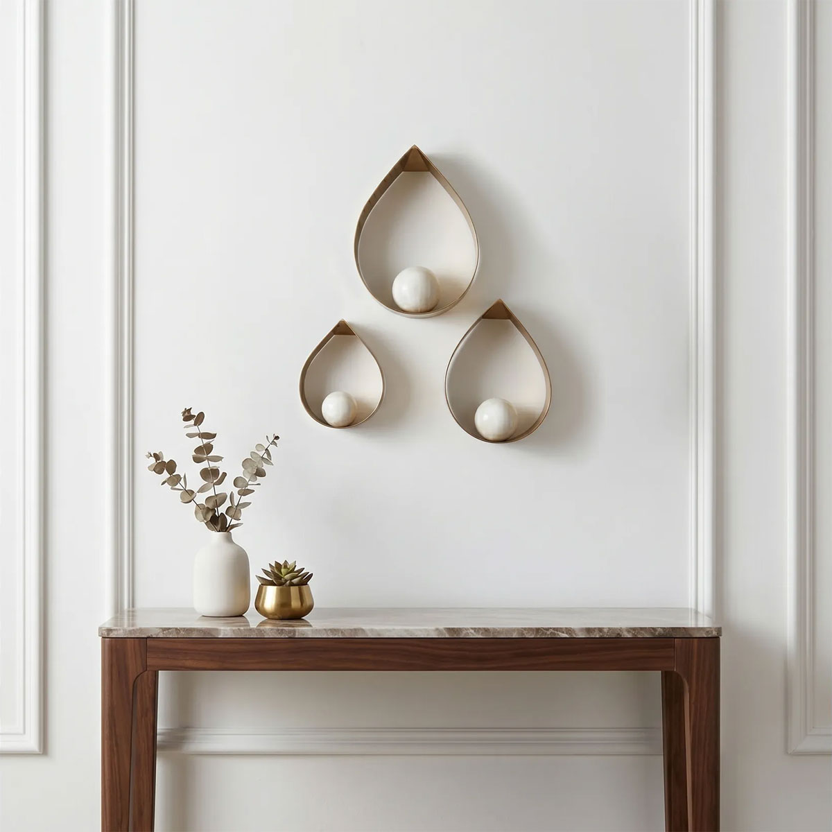 S/3 ROYALTON GOLD TEARDROP ART
