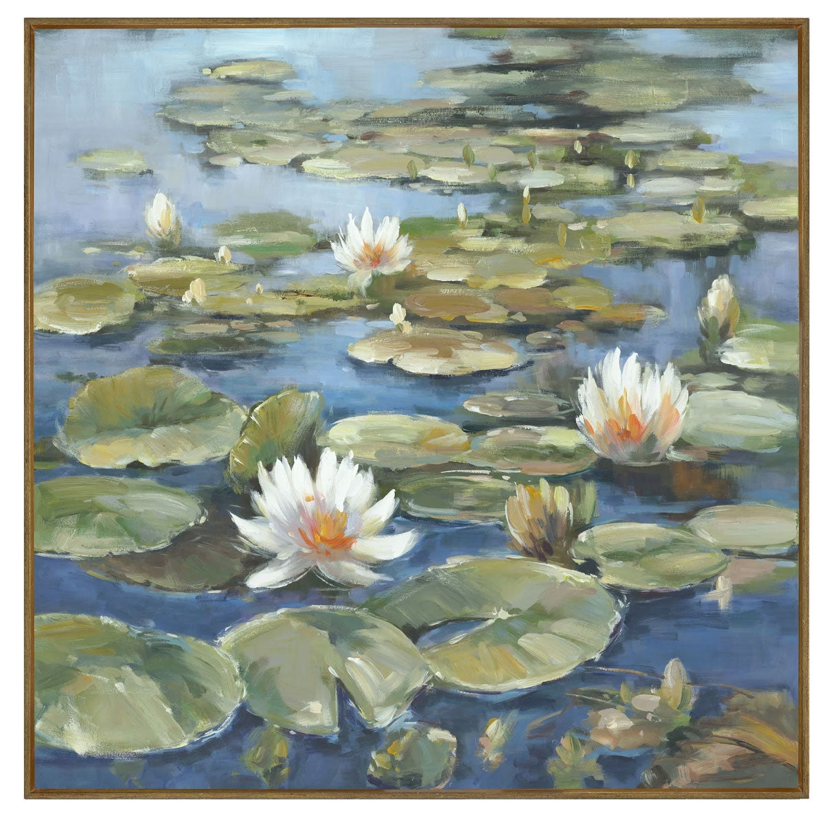 BLUE WATER LILIES FRAMED ART