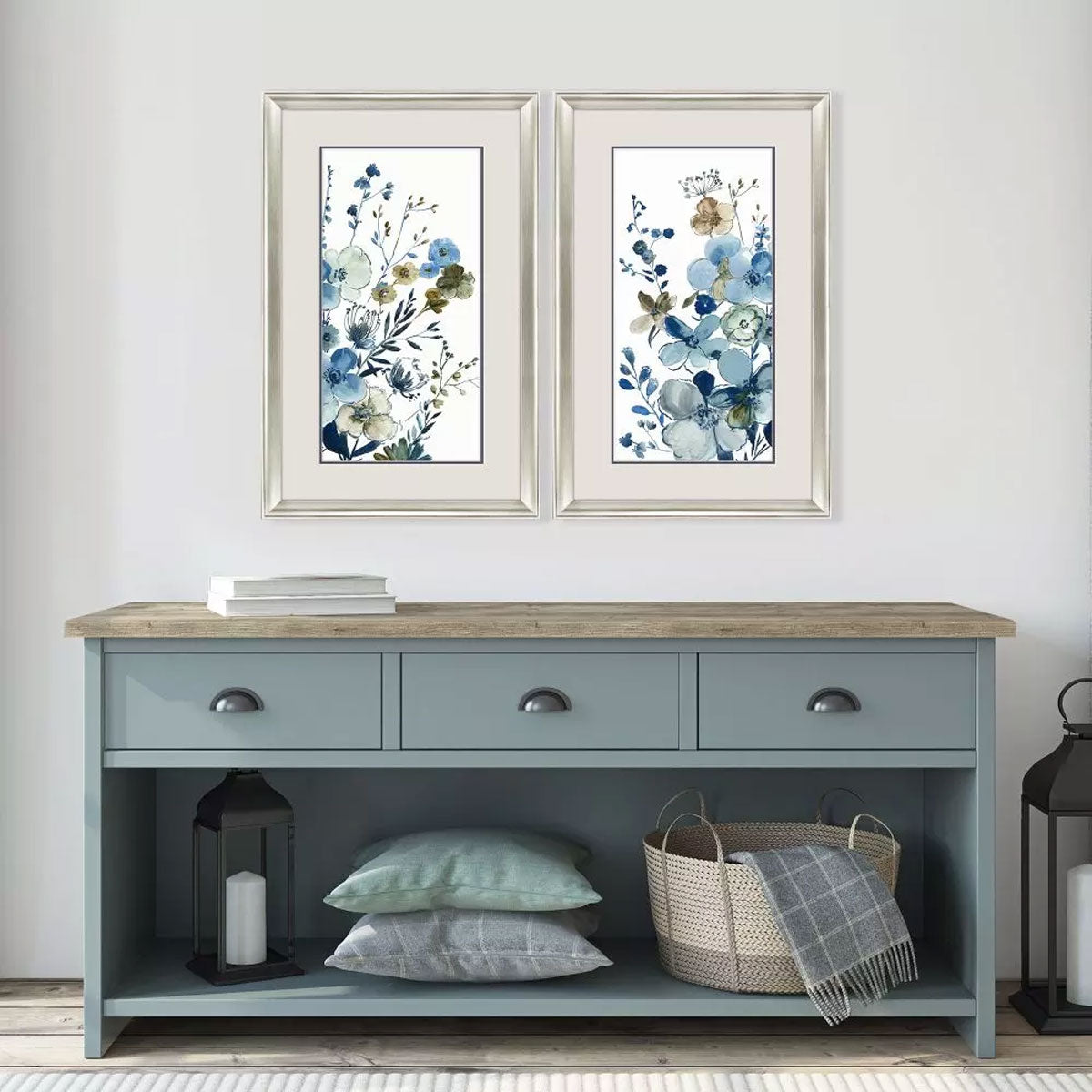 BLUE BLOSSOMING S/2 FLORAL ART