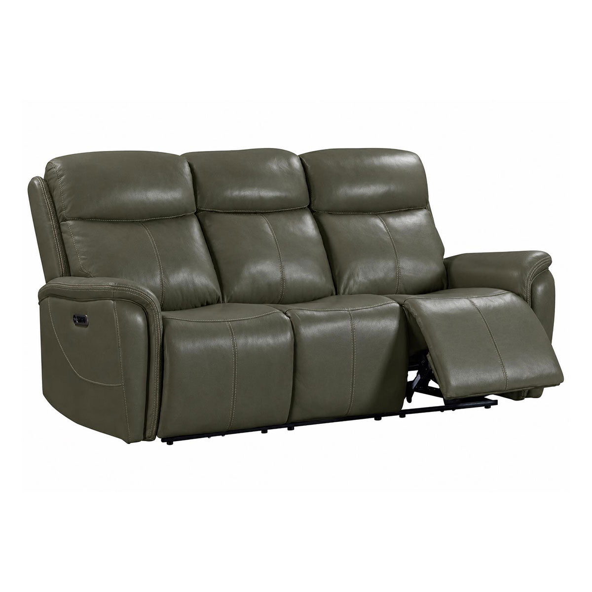 Cascade Sage Leather Sofa With Power Headrest