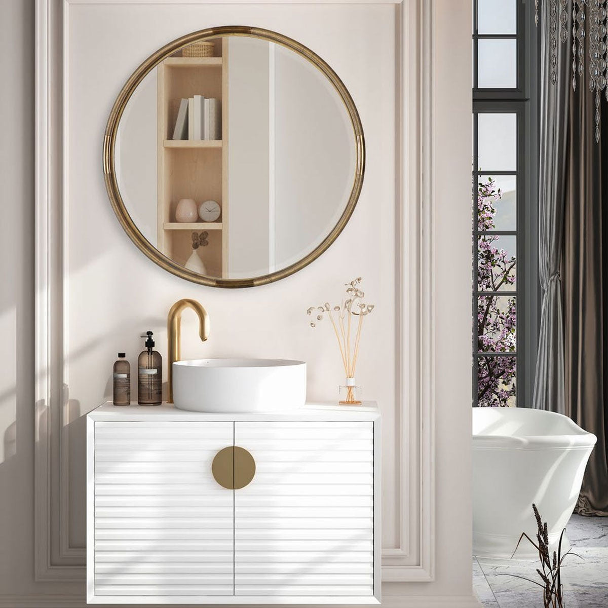 Finnick Round Industrial Mirror