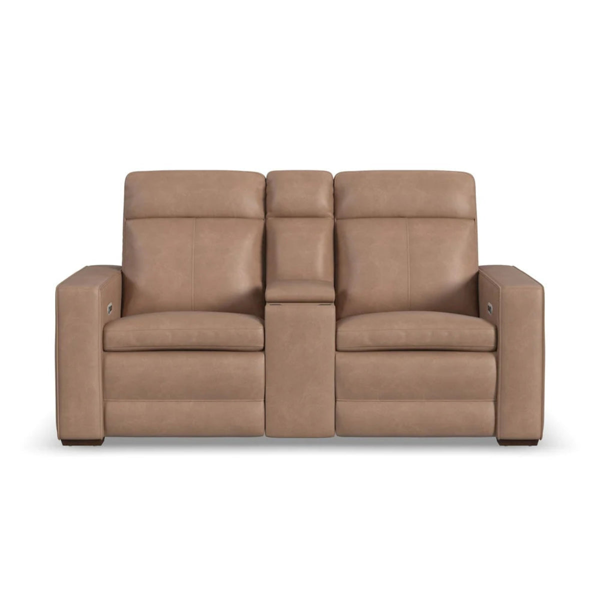 Dutch Leather Power Reclining Loveseat with Console, Power Headrest & Lumbar