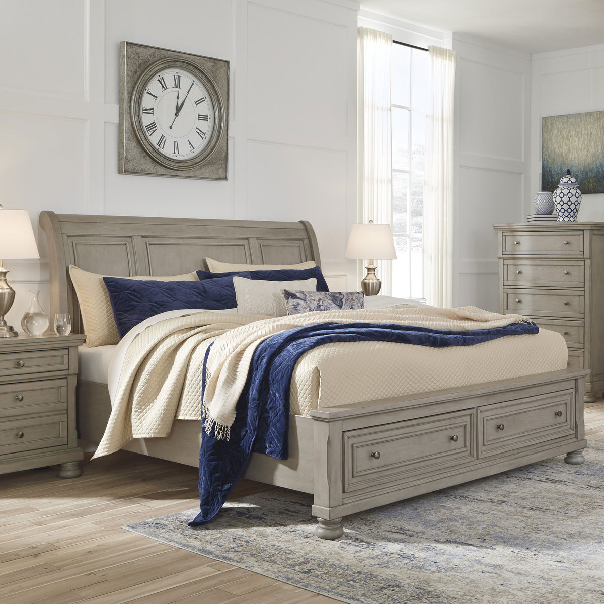 Kenley gray #headboard style_sleigh, bed storage type_end drawers