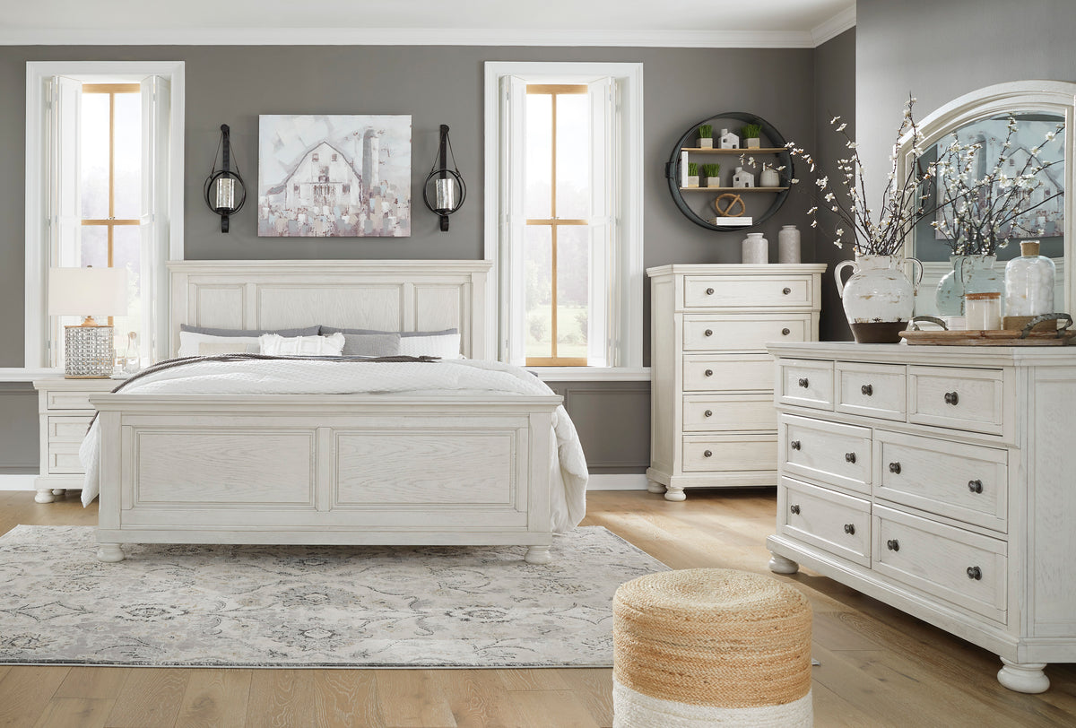 Kenley white #headboard style_panel, bed storage type_none