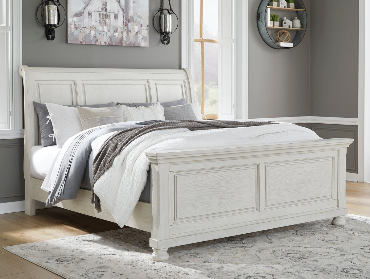 Kenley white #headboard style_sleigh, bed storage type_none