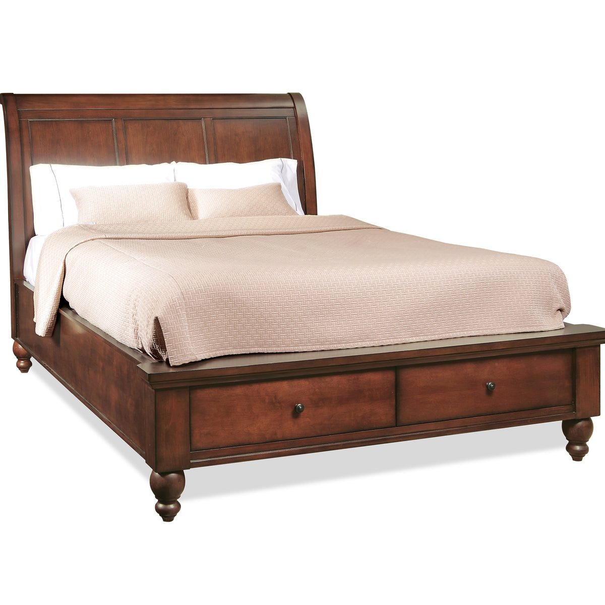 cambridge bed #color_brown, bedding storage_end drawers
