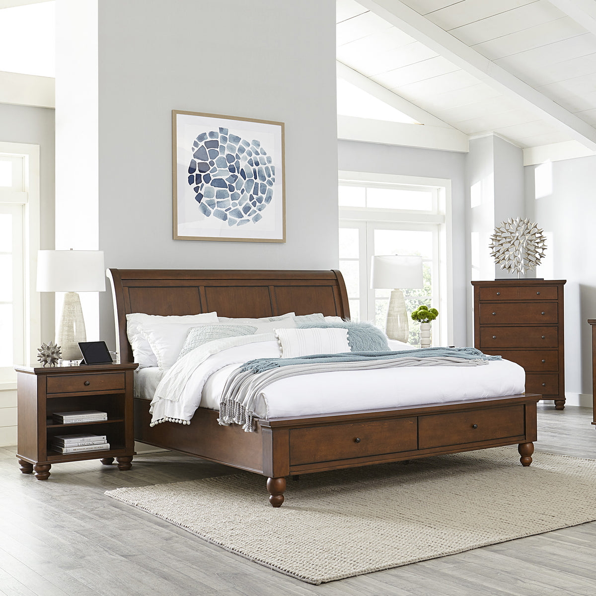 cambridge bed #color_brown, bedding storage_end drawers