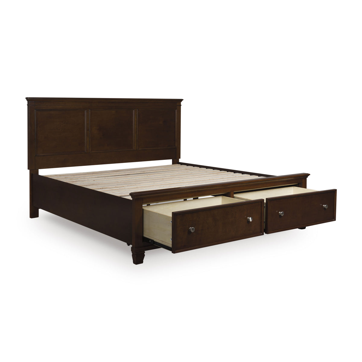 dana brown king bed with storage#Color_brown,size_king,bed storage type_end drawers