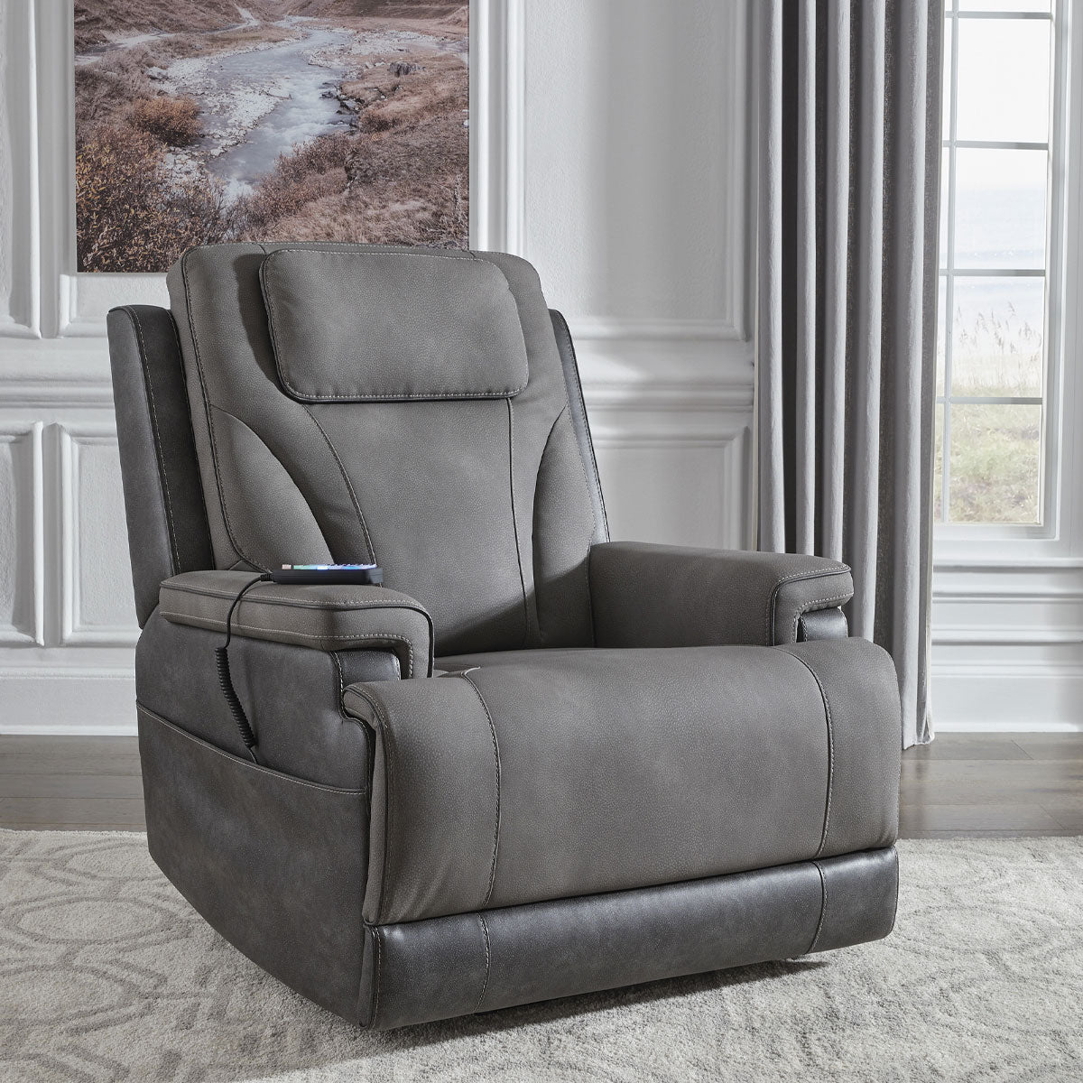 4Z PEACEFUL PAUSE LIFT RECLINER W/POWER HEADREST/LUMABR IN SLATE
