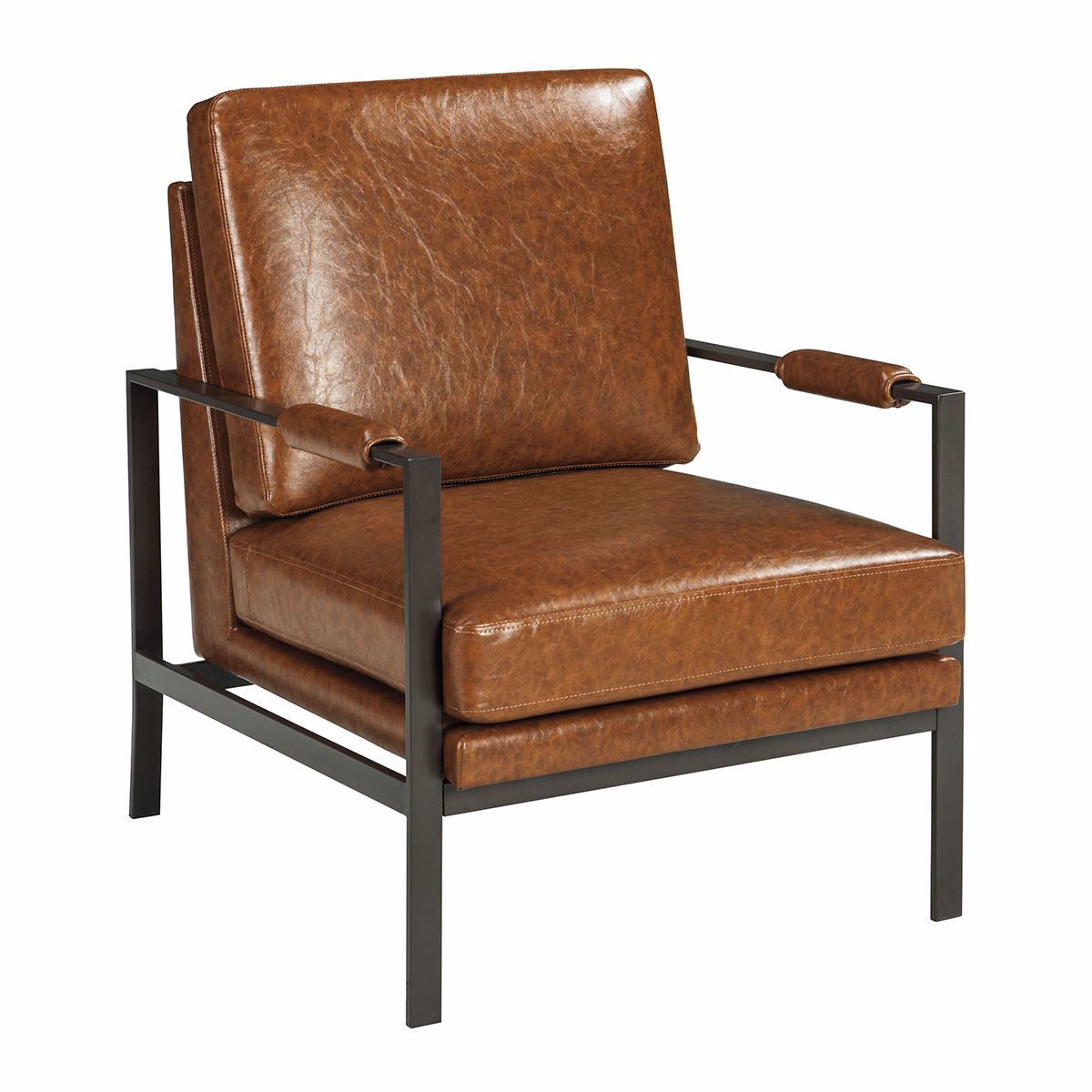 Brown Faux Leather Accent Chair
