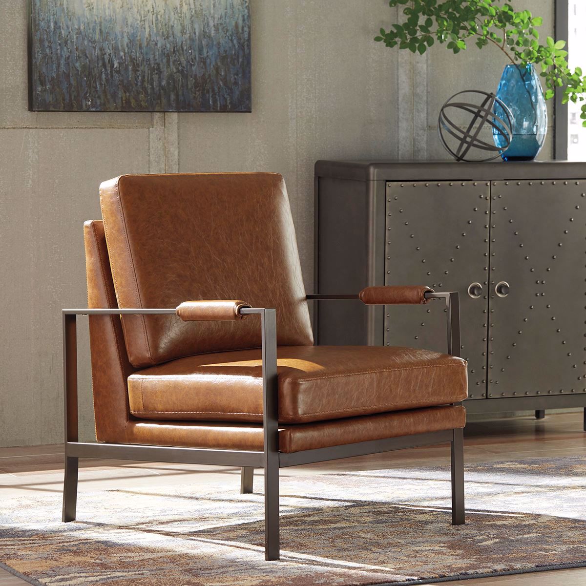 Brown Faux Leather Accent Chair