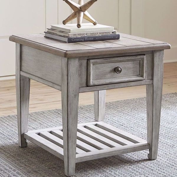 Piazza Antique White 1-Drawer End Table