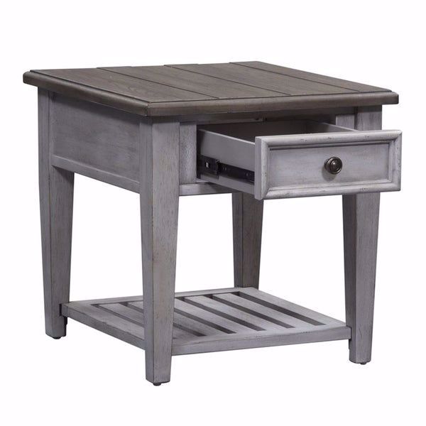 Piazza Antique White 1-Drawer End Table