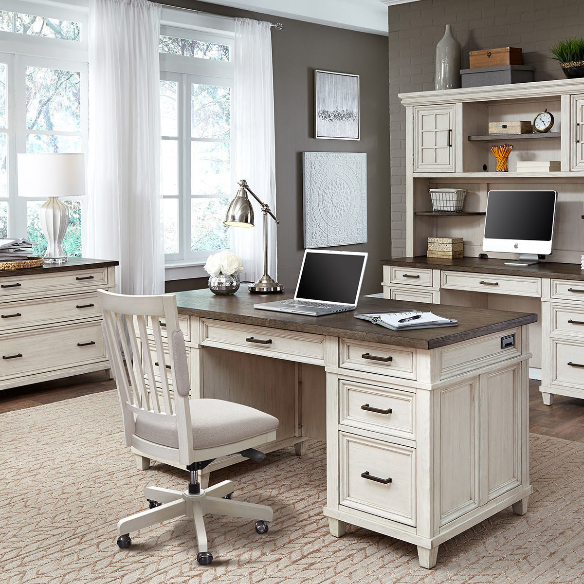 Caraway Aged Ivory 66" Executive Desk
