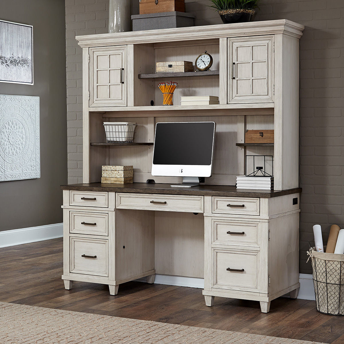 Caraway Aged Ivory Credenza Desk