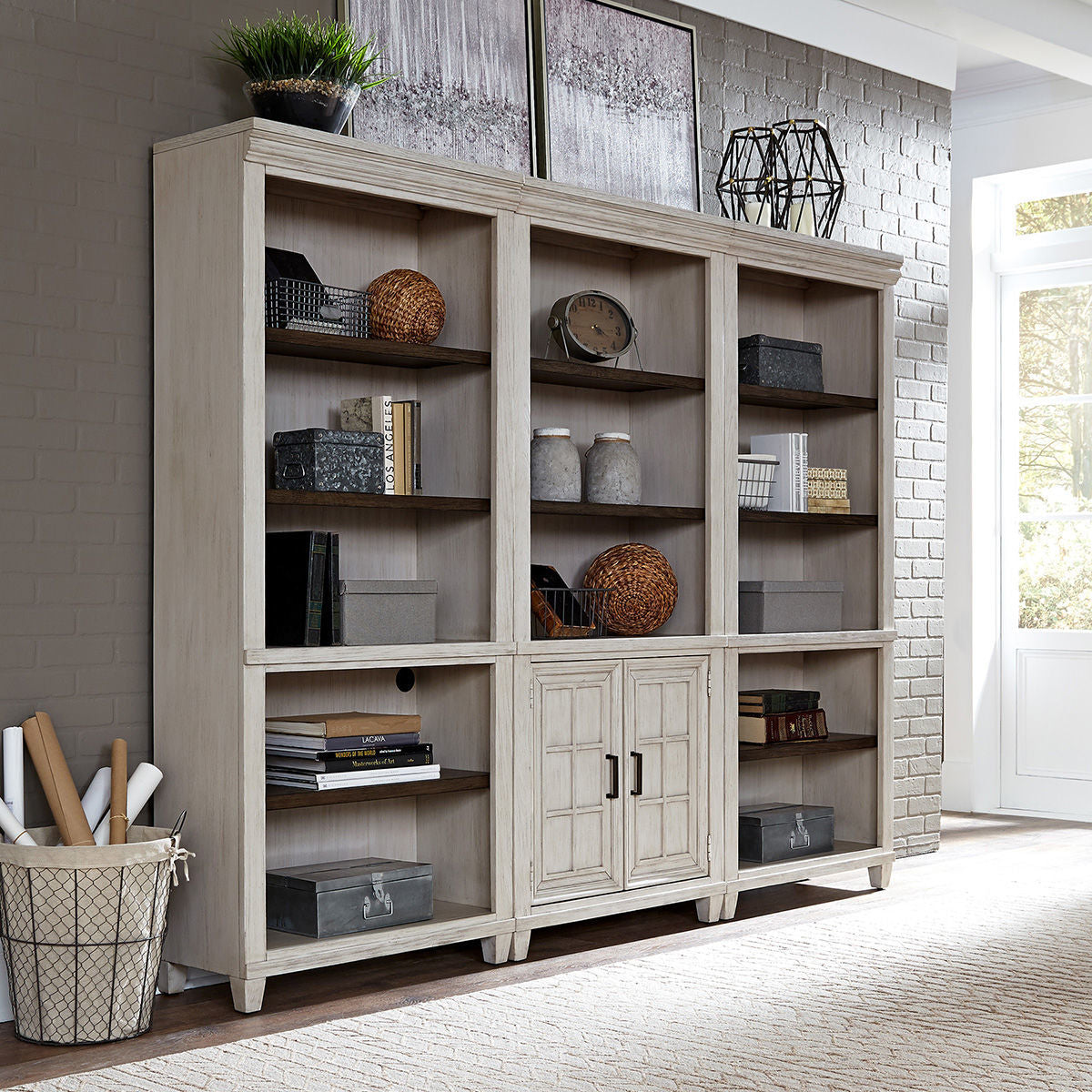 Caraway Aged Ivory Open Bookcase