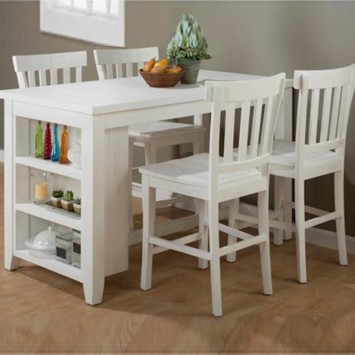 Madaket White Counter Height Table with 3 Shelf Storage
