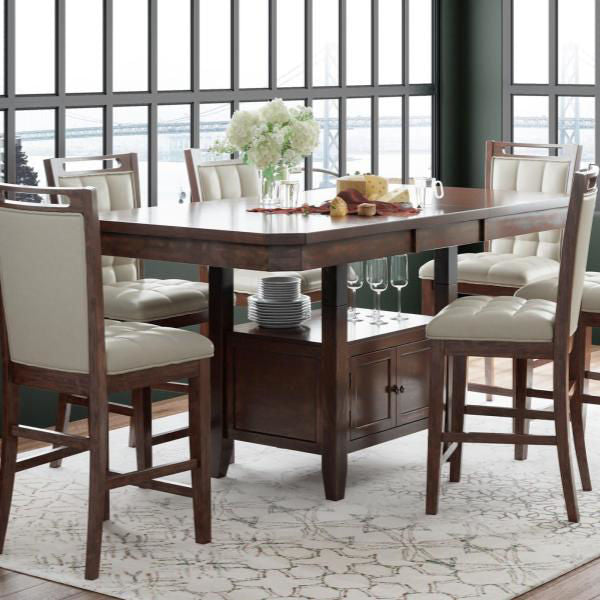 MANCHESTER BROWN 7PC TALL DINING SET