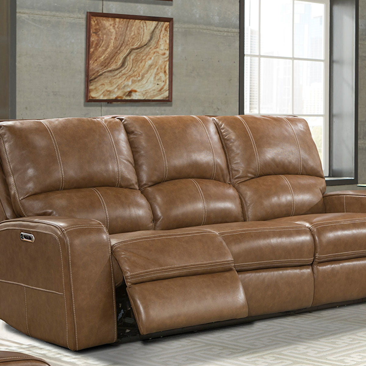 TAYLOR LTHR SOFA W/PHR