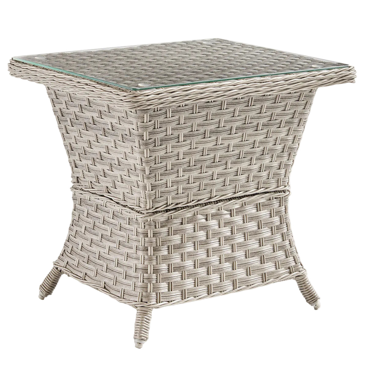 MAYFAIR PDQ END TABLE W/GLASS