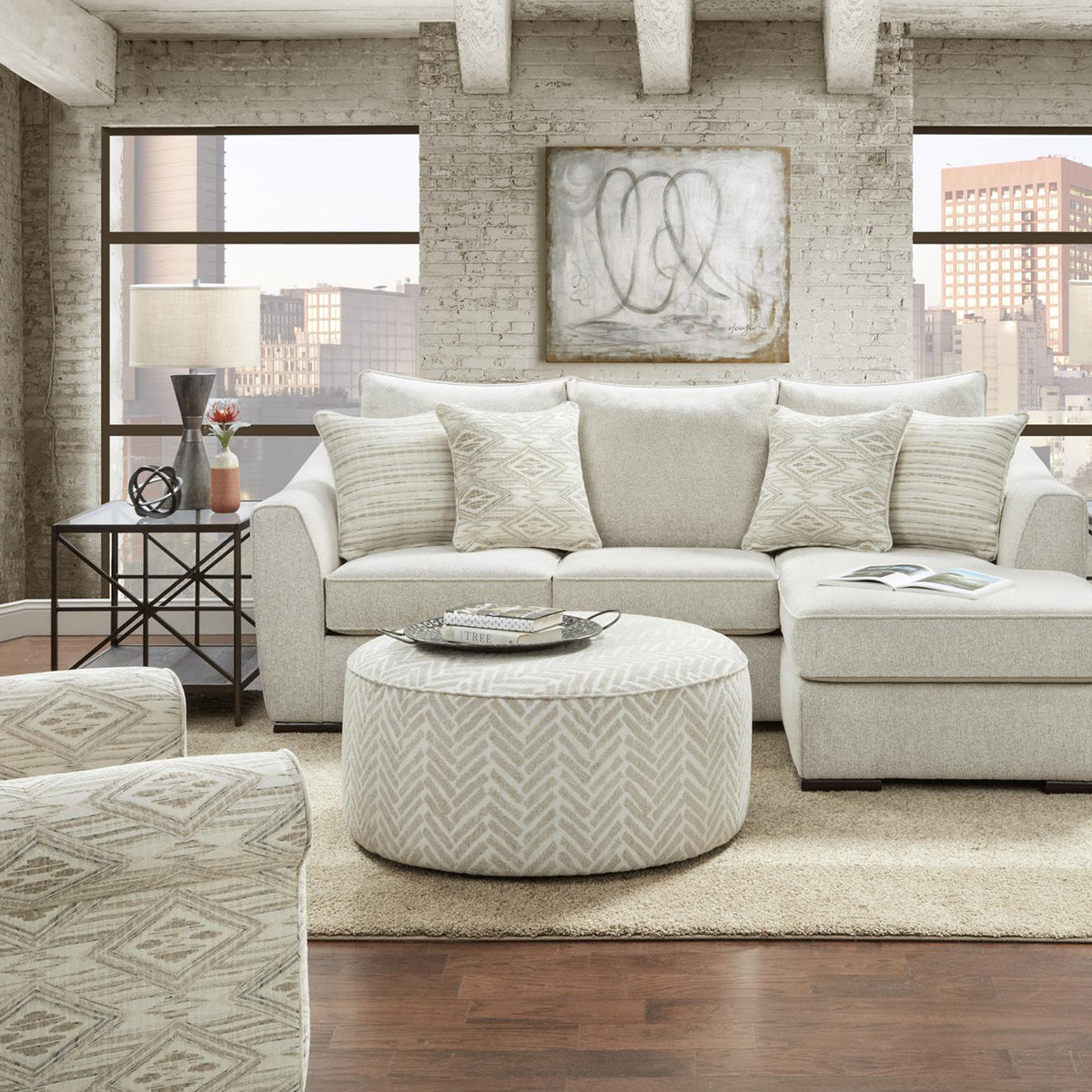 ASTORIA COCKTAIL OTTOMAN-CHEVRON