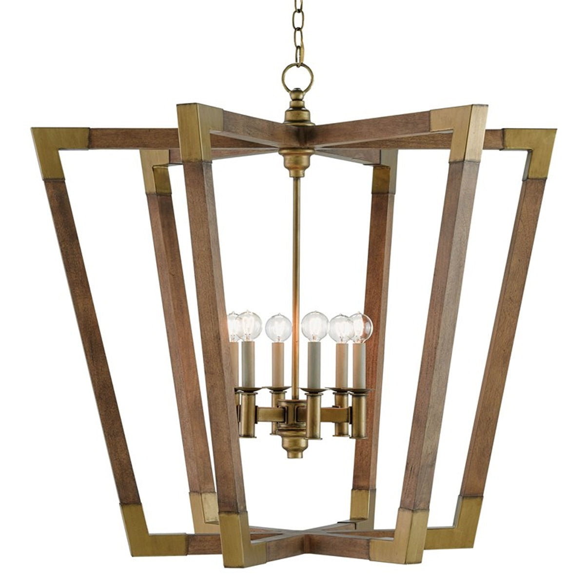 BASTIAN WOOD AND BRASS LARGE PENDANT