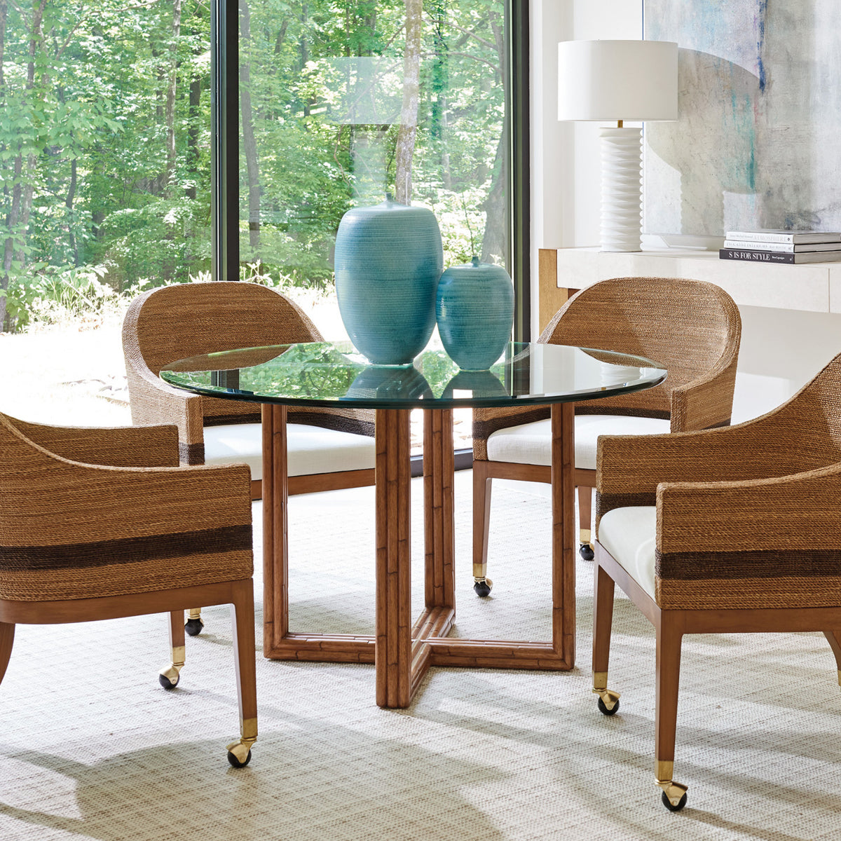 DORIAN WOVEN CASTERED ARM CHAIR