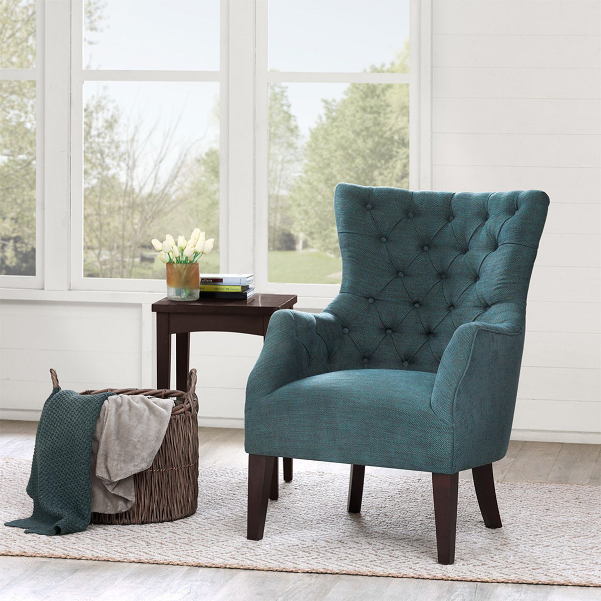 ANNA BUTTON TUFTED WING CHAIR
