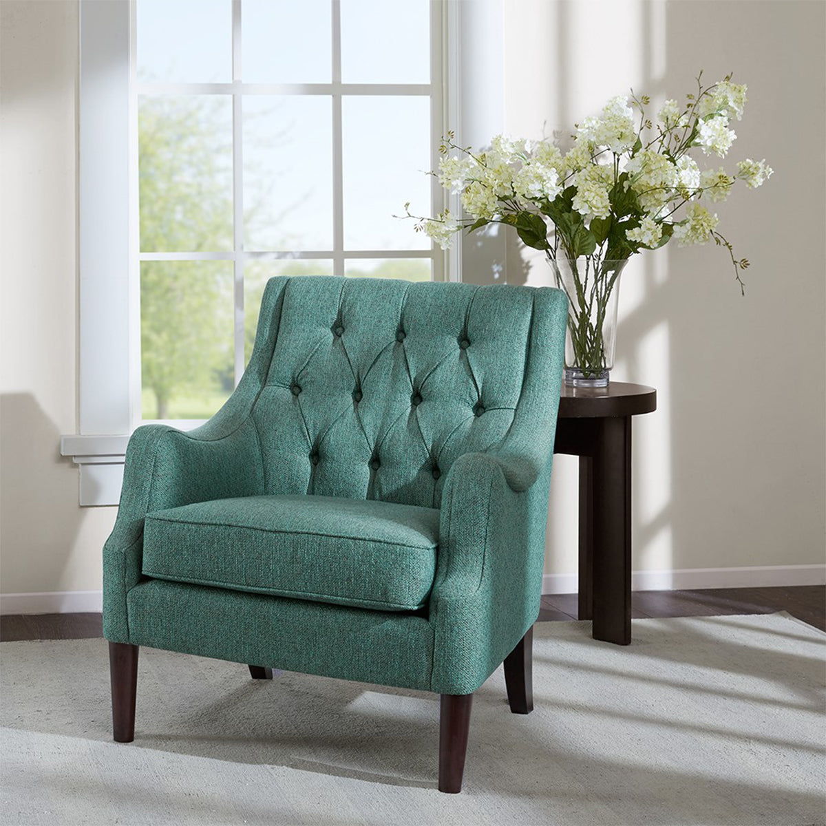 GWEN TUFTED TEAL CHAIR