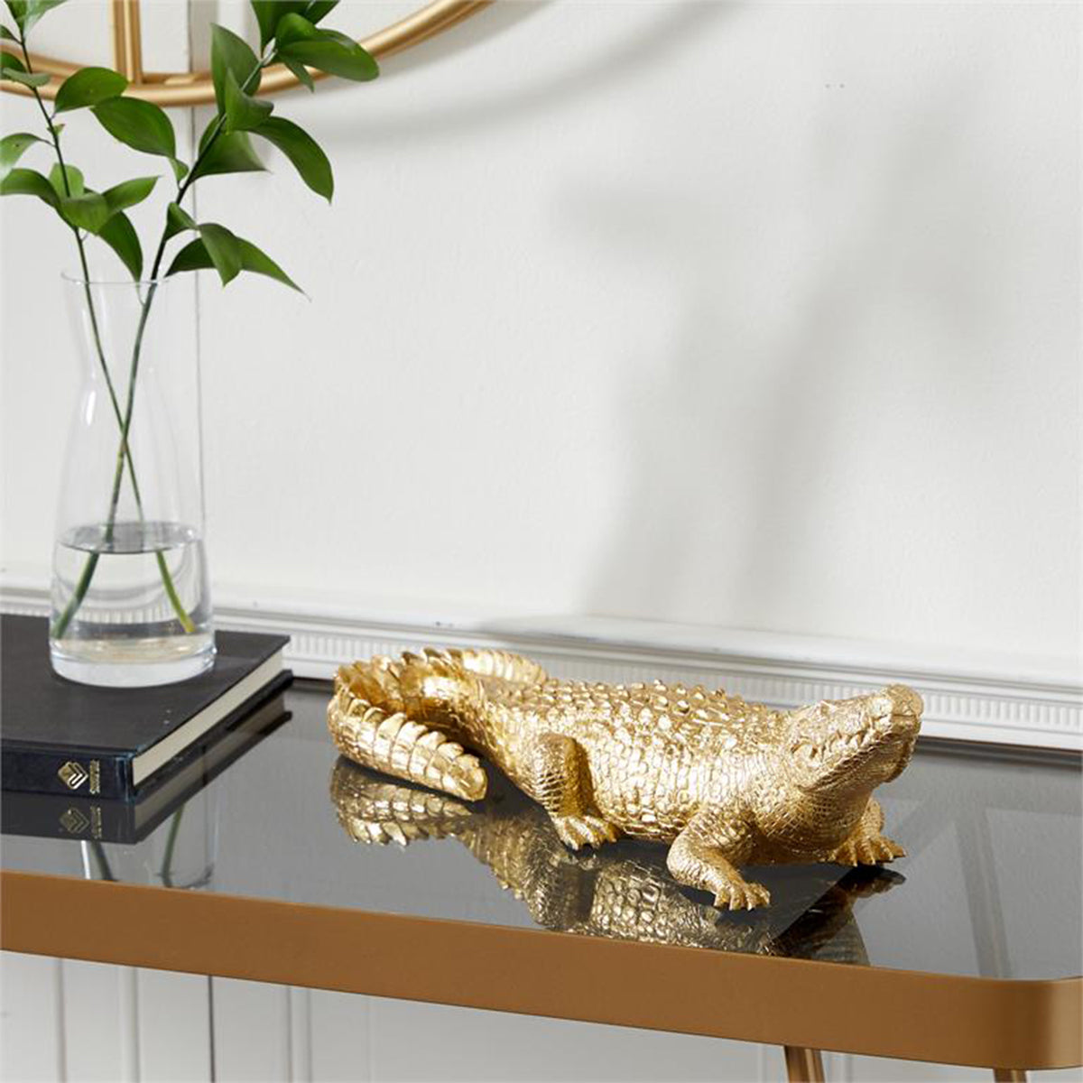 Gold Crocodile Sculpture