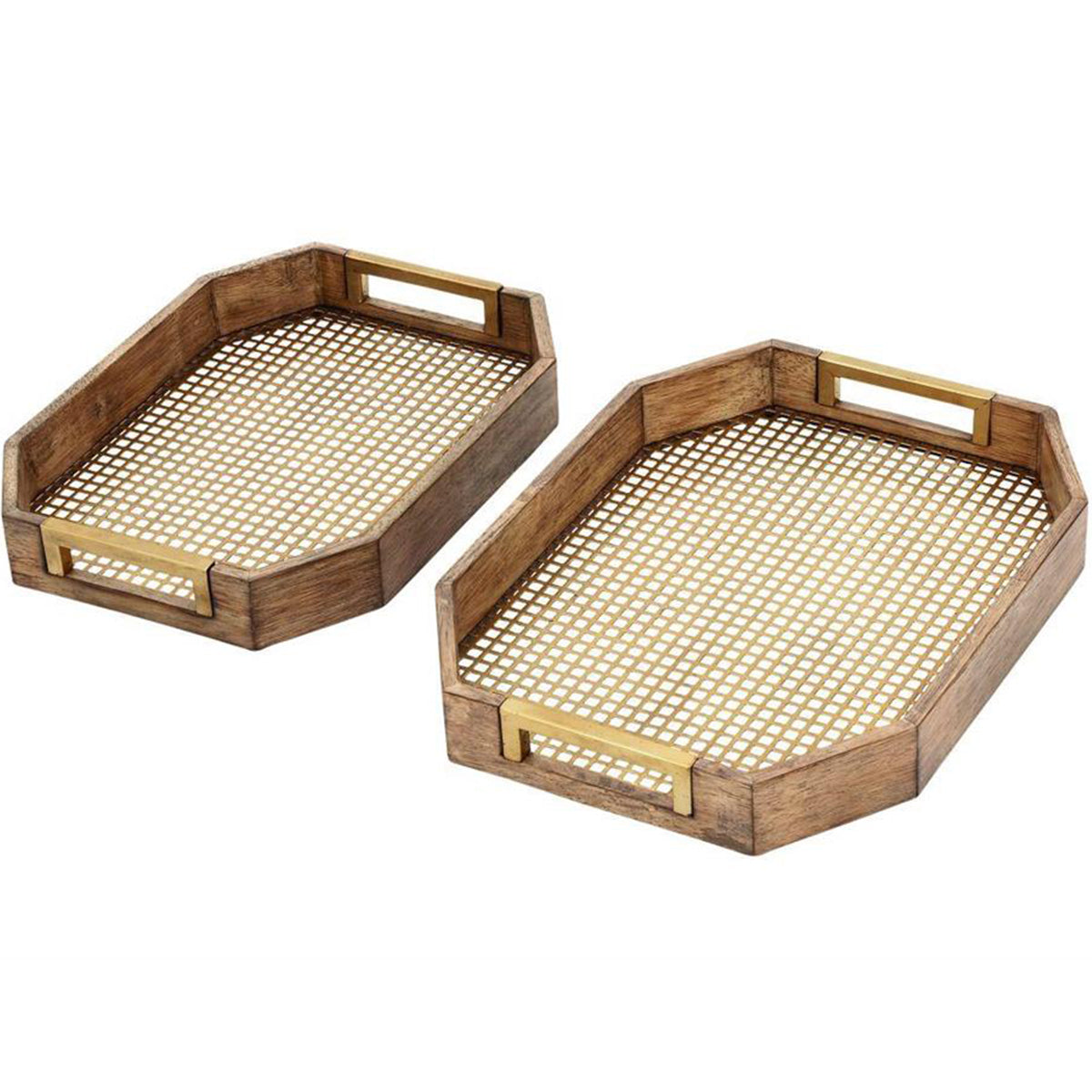 S 2 Light Brown Bamboo Trays