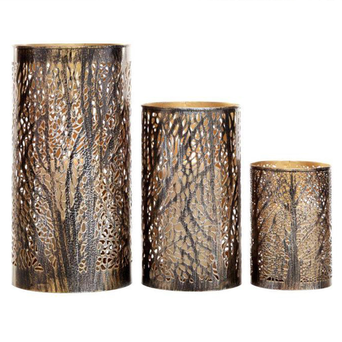 S 3 Metal Tree Cut Lanterns