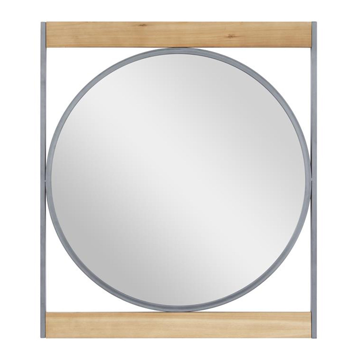 Brown Metal Round Industrial Mirror