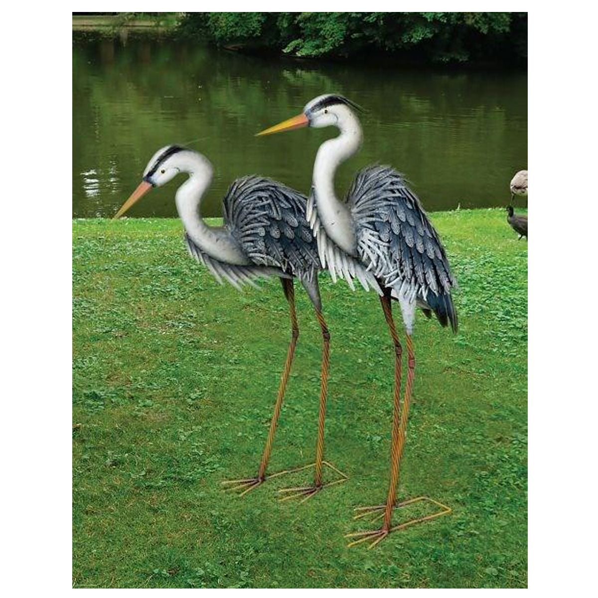 BLUE HERON AST METAL STATUES
