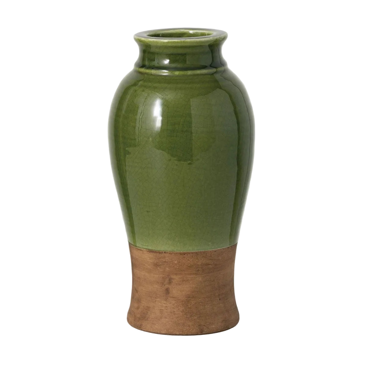 13" Green/brown Ceramic Vase