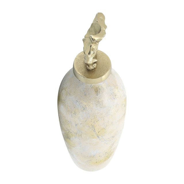 Wht/gold Mtl Tribal Tpr Vase