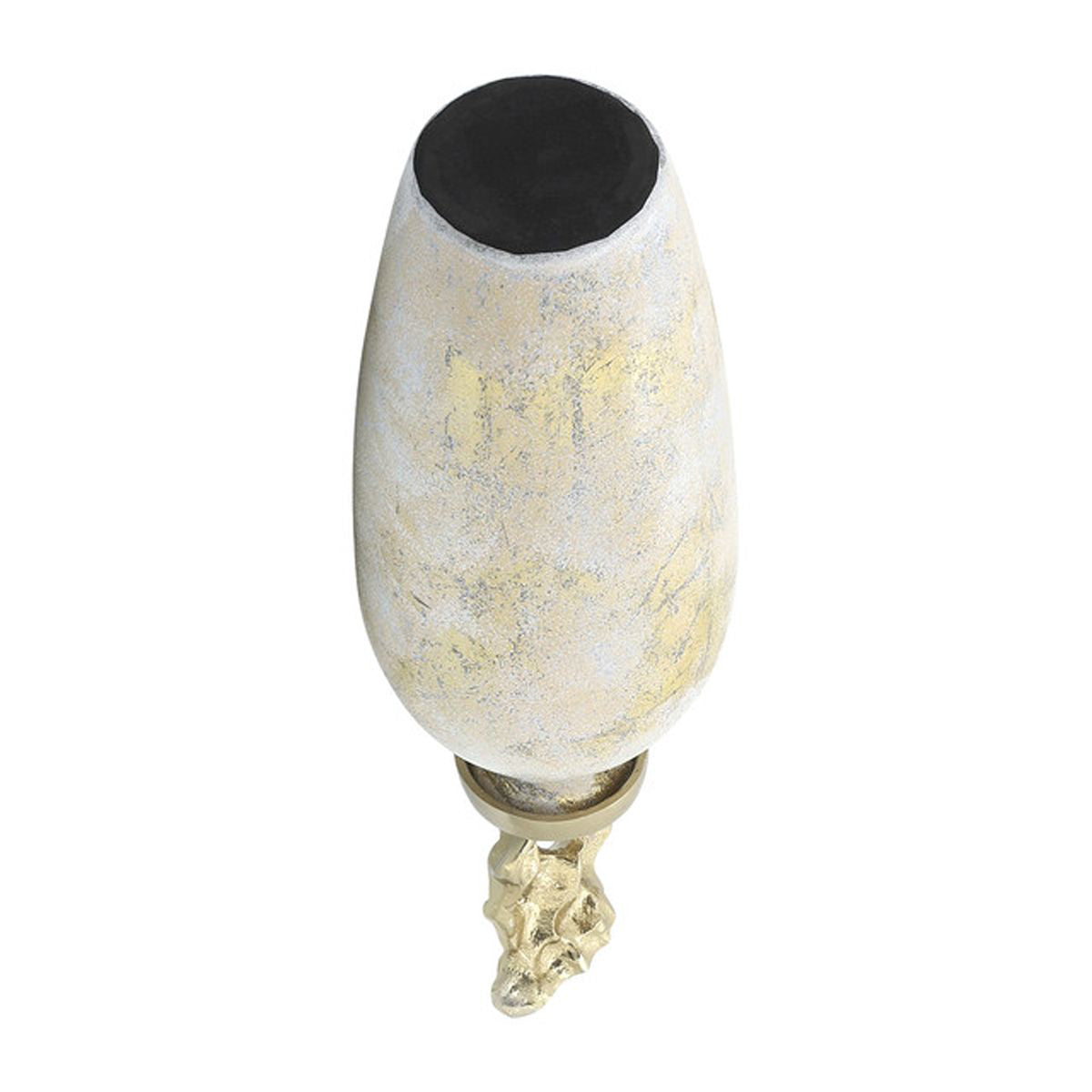 Wht/gold Mtl Tribal Tpr Vase