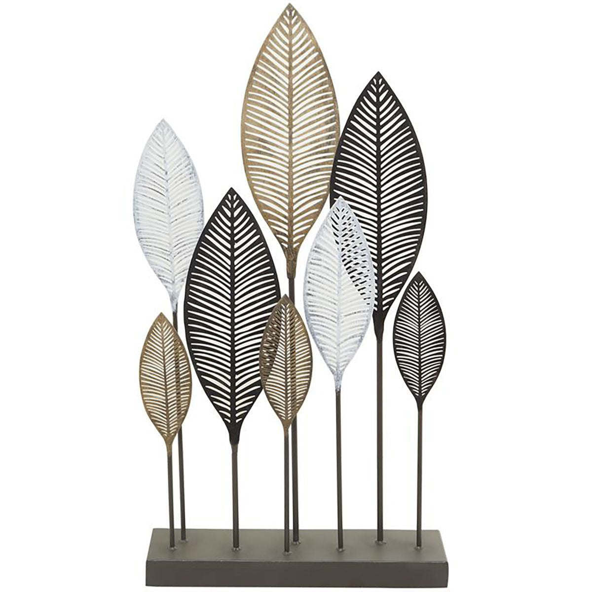 38" Metal Leaf Floor Sculpture