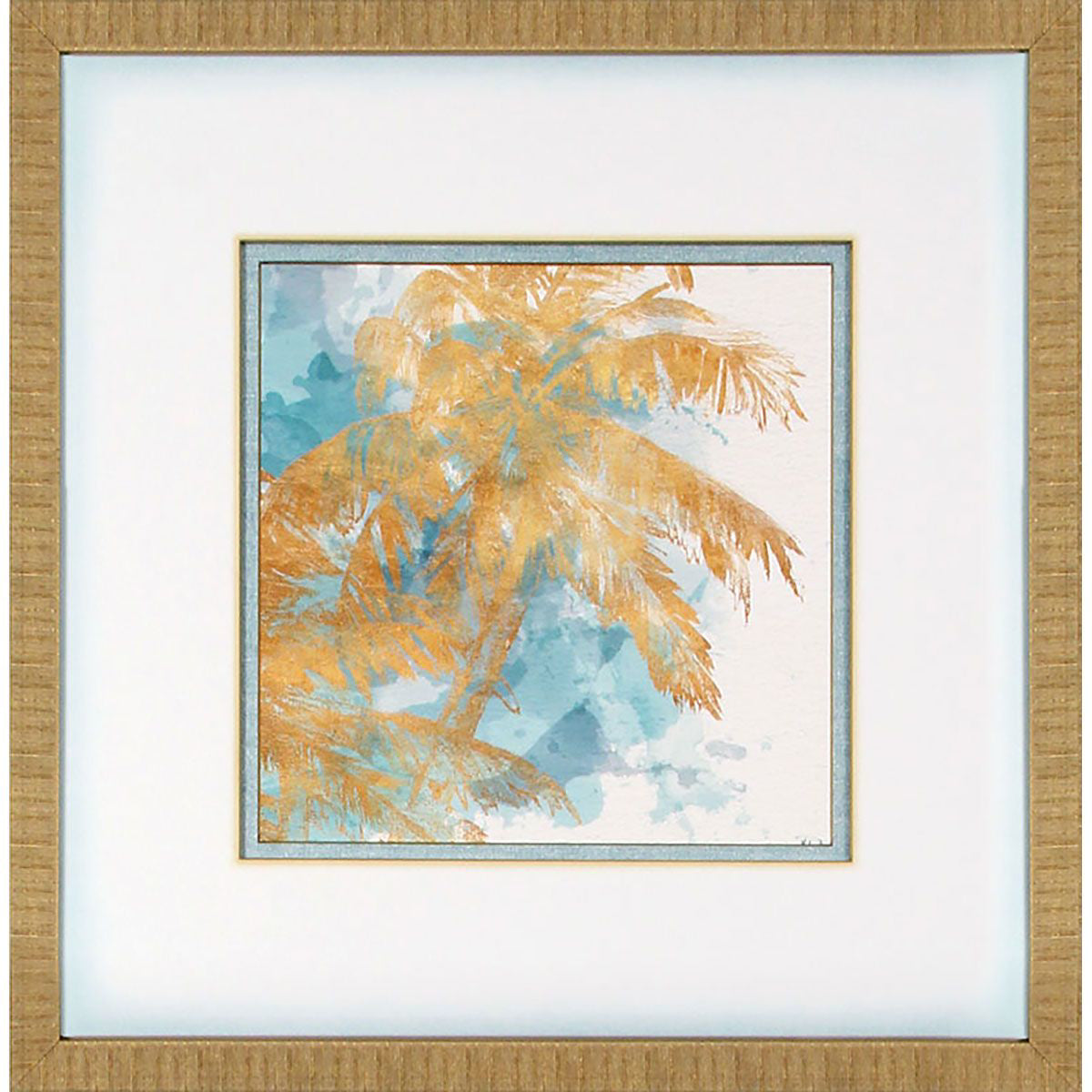 GLD/TURQ PALM IMAGE II FRM ART