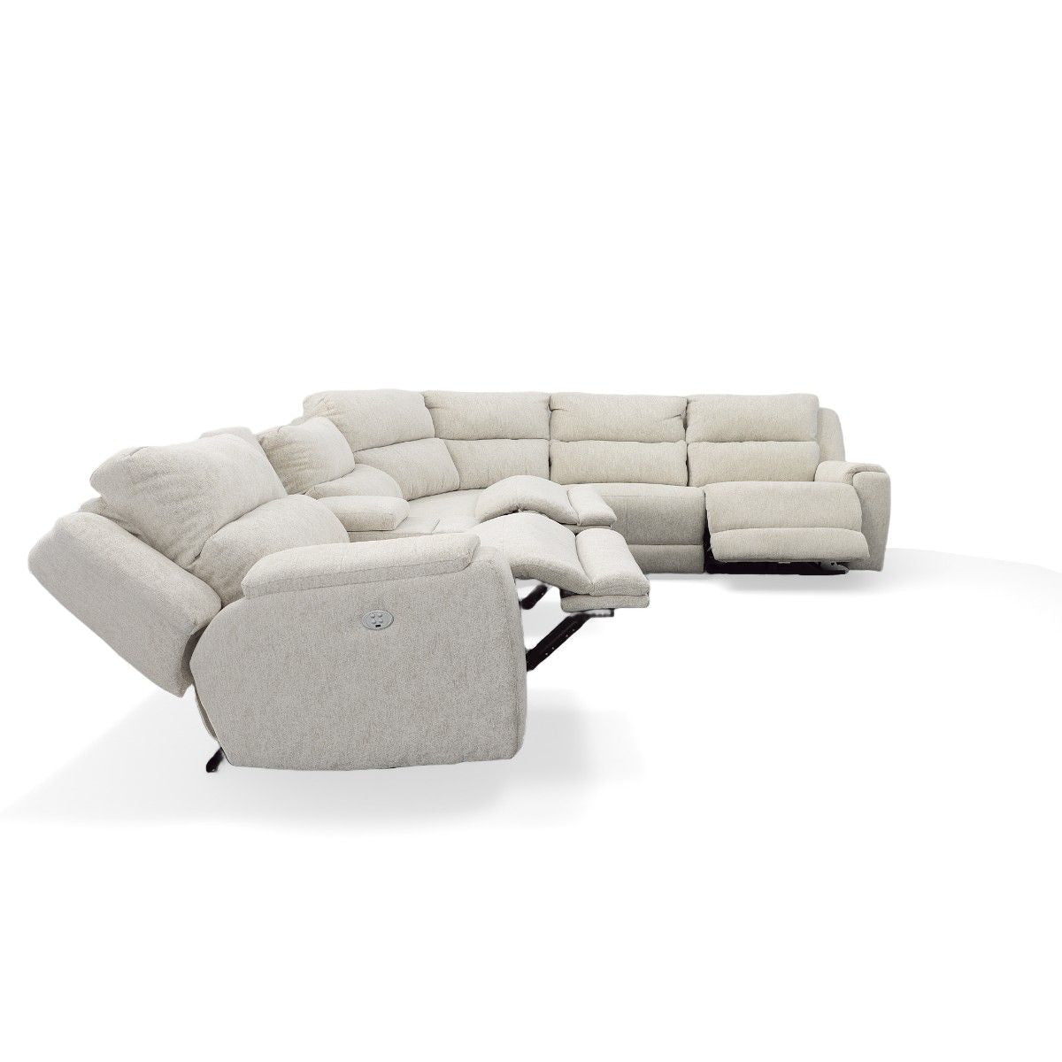 Dazzle 6 Piece Power Leather Sectional Sofa with Power Headrest