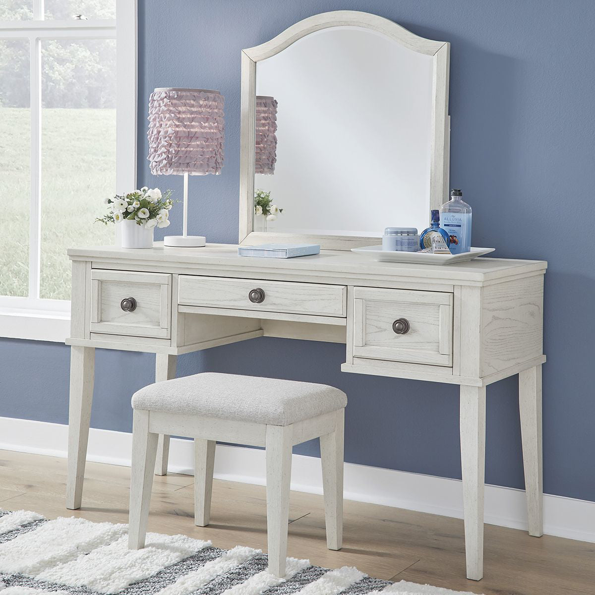 Kenley White Vanity With Mirror