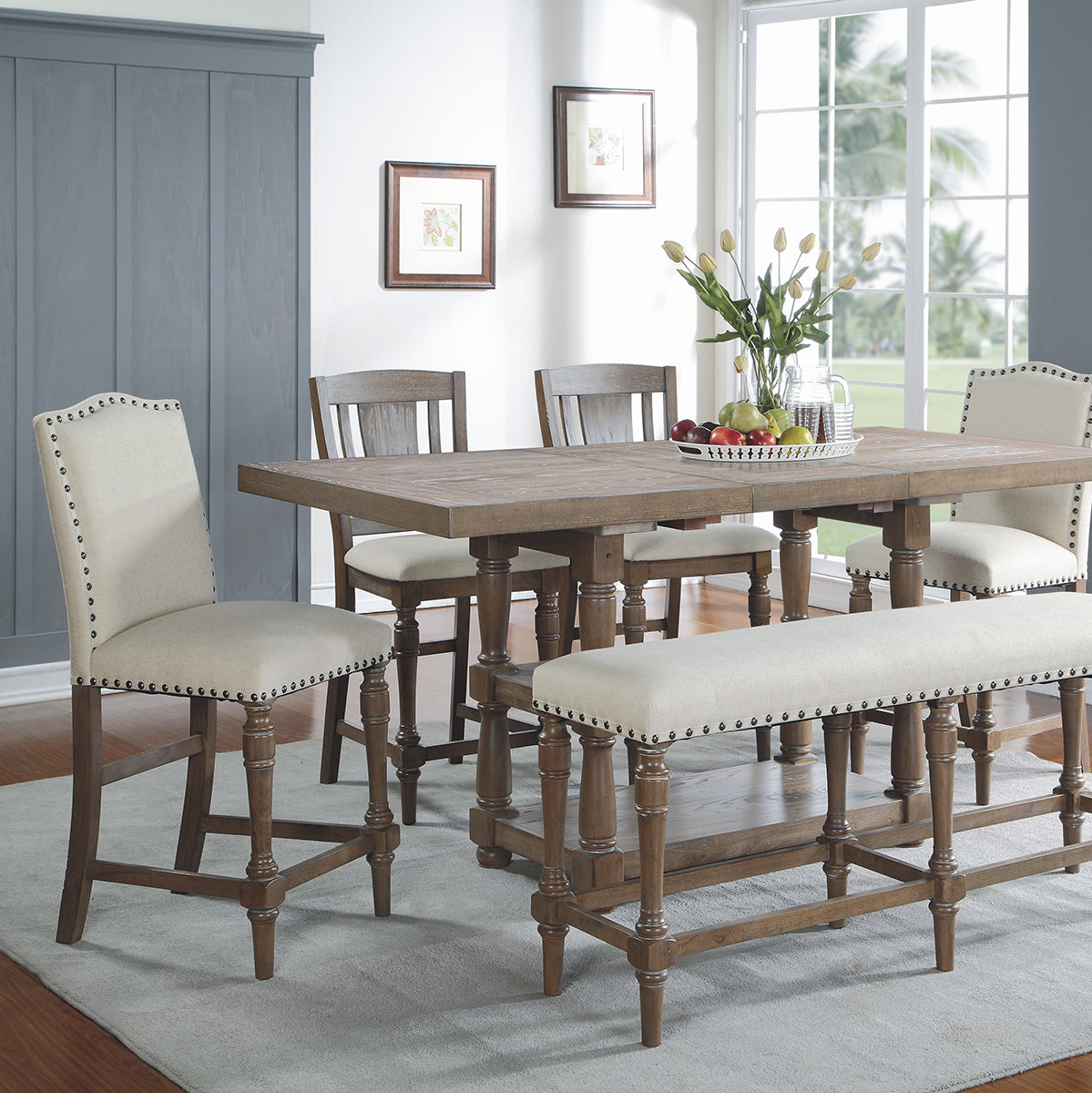 Xcalibur Upholstered Limed Gray Stool