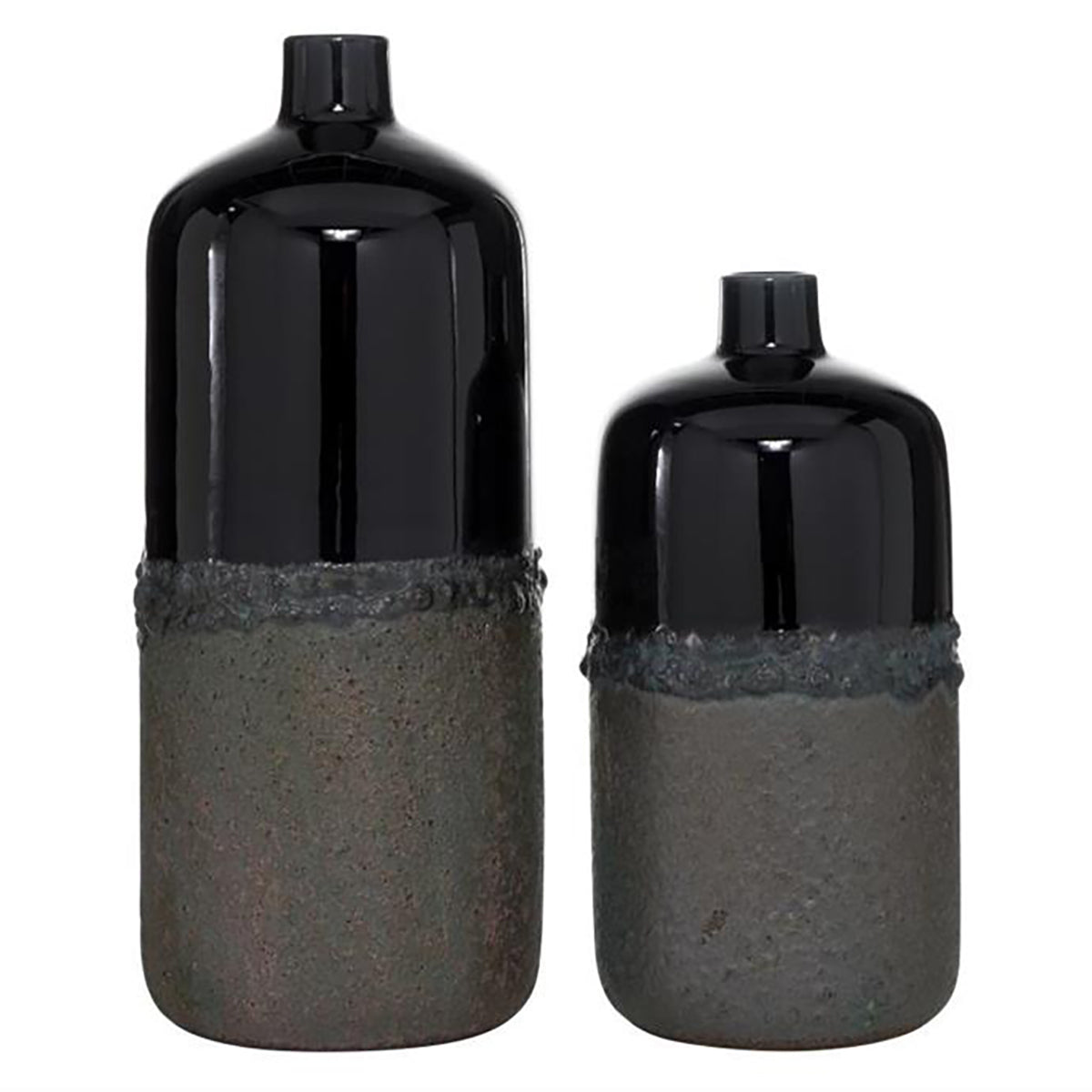S/2 Gray Reactive Gls Vases